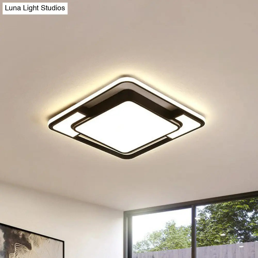 Led Simplicity Acrylic Flush Mount Ceiling Light - Black Bedroom Lighting