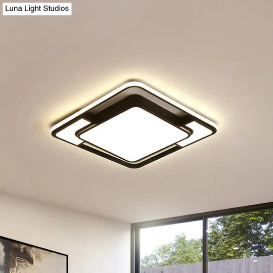 Led Simplicity Acrylic Flush Mount Ceiling Light - Black Bedroom Lighting