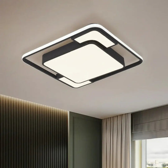 Led Simplicity Acrylic Flush Mount Ceiling Light - Black Bedroom Lighting