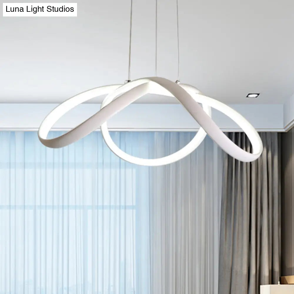 Led Single Light Chandelier: Stylish Bedroom Pendant With Twisted Acrylic Shade In Warm/White