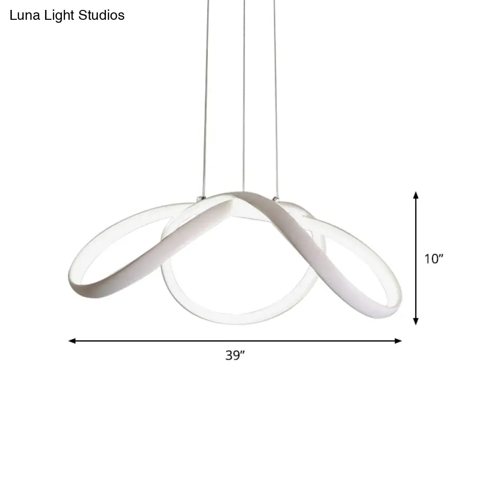 Led Single Light Chandelier: Stylish Bedroom Pendant With Twisted Acrylic Shade In Warm/White