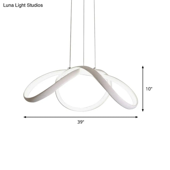 Led Single Light Chandelier: Stylish Bedroom Pendant With Twisted Acrylic Shade In Warm/White