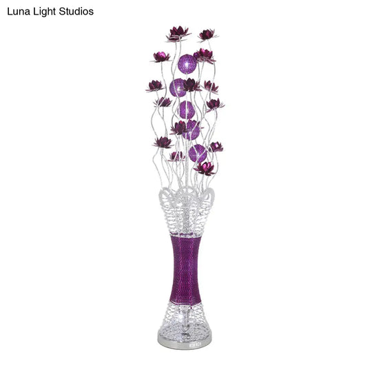 Led Slim Column Bloom Floor Lamp - Purple Aluminum Art Decor Warm/White Light