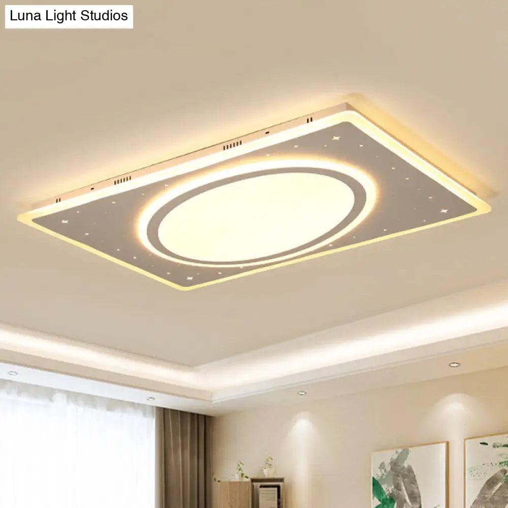 Led Square Flush Mount Ceiling Light In White/Warm With Metal Frame 21.5/23.5 Wide White / 23.5