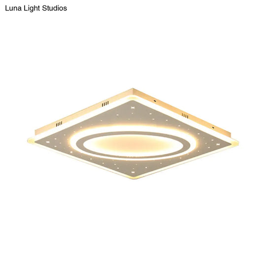 Led Square Flush Mount Ceiling Light In White/Warm With Metal Frame 21.5/23.5 Wide