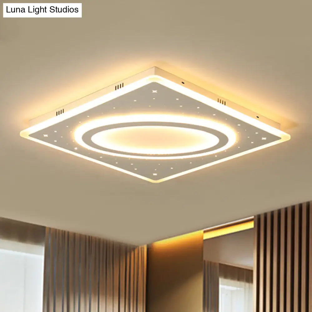 Led Square Flush Mount Ceiling Light In White/Warm With Metal Frame 21.5/23.5 Wide White / 21.5