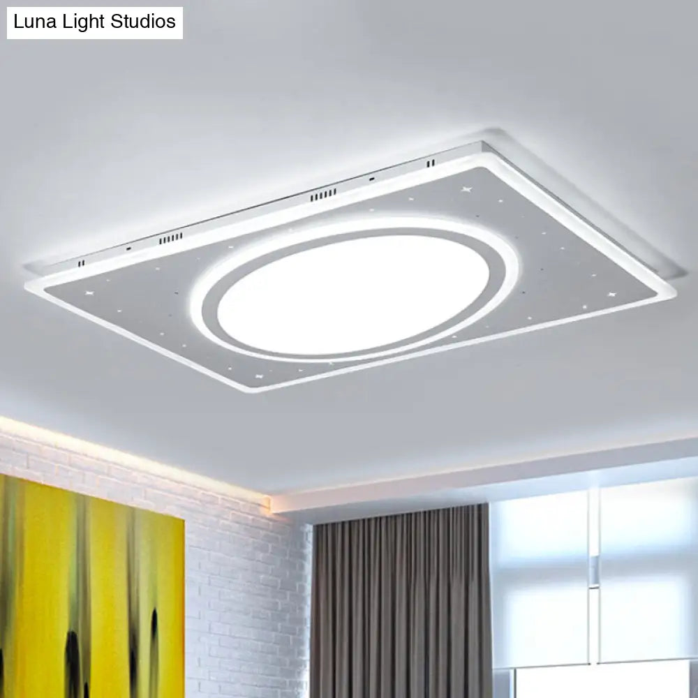 Led Square Flush Mount Ceiling Light In White/Warm With Metal Frame 21.5’/23.5’ Wide