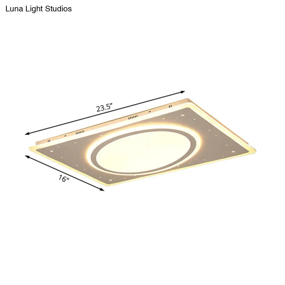 Led Square Flush Mount Ceiling Light In White/Warm With Metal Frame 21.5/23.5 Wide