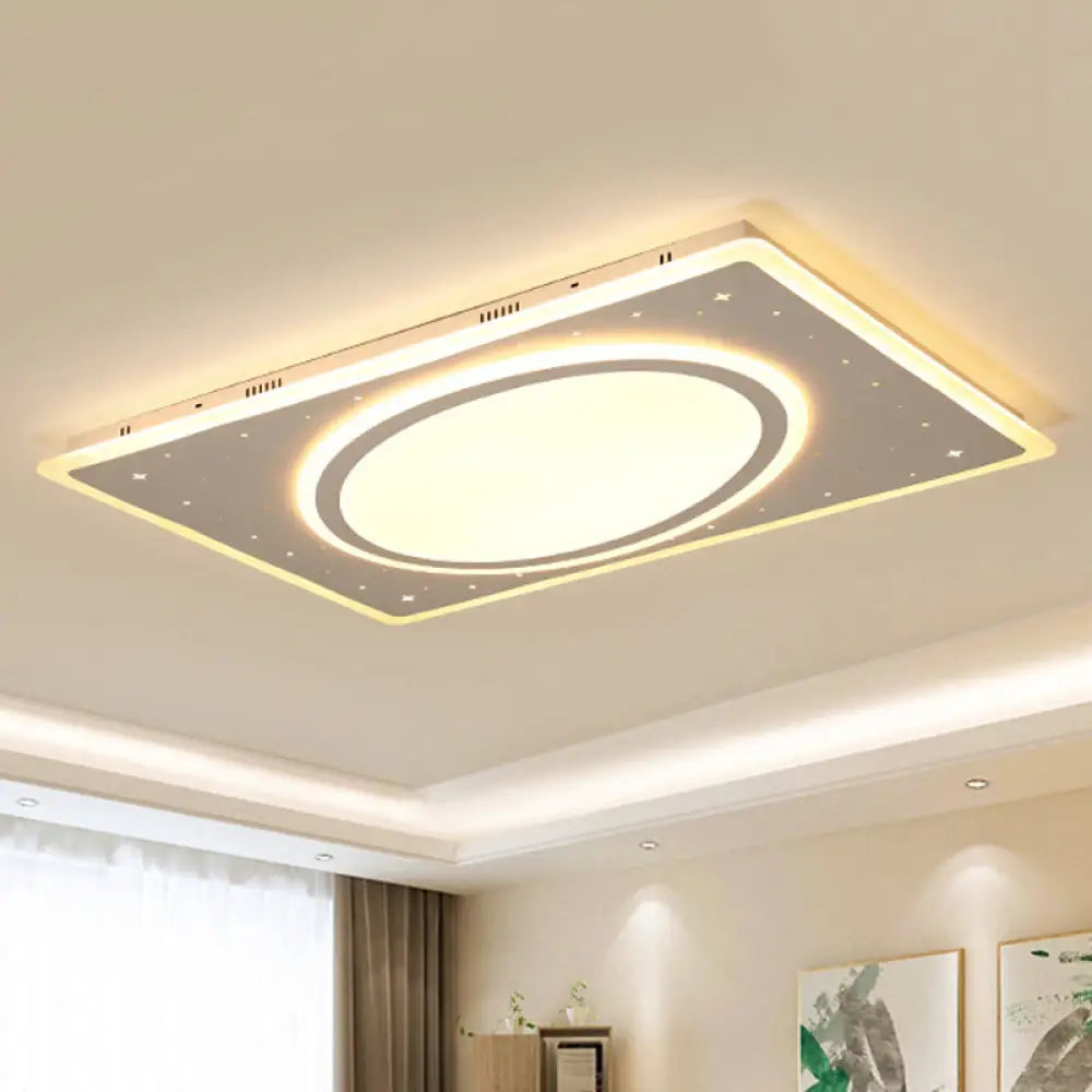 Led Square Flush Mount Ceiling Light In White/Warm With Metal Frame 21.5’/23.5’ Wide White / 23.5’