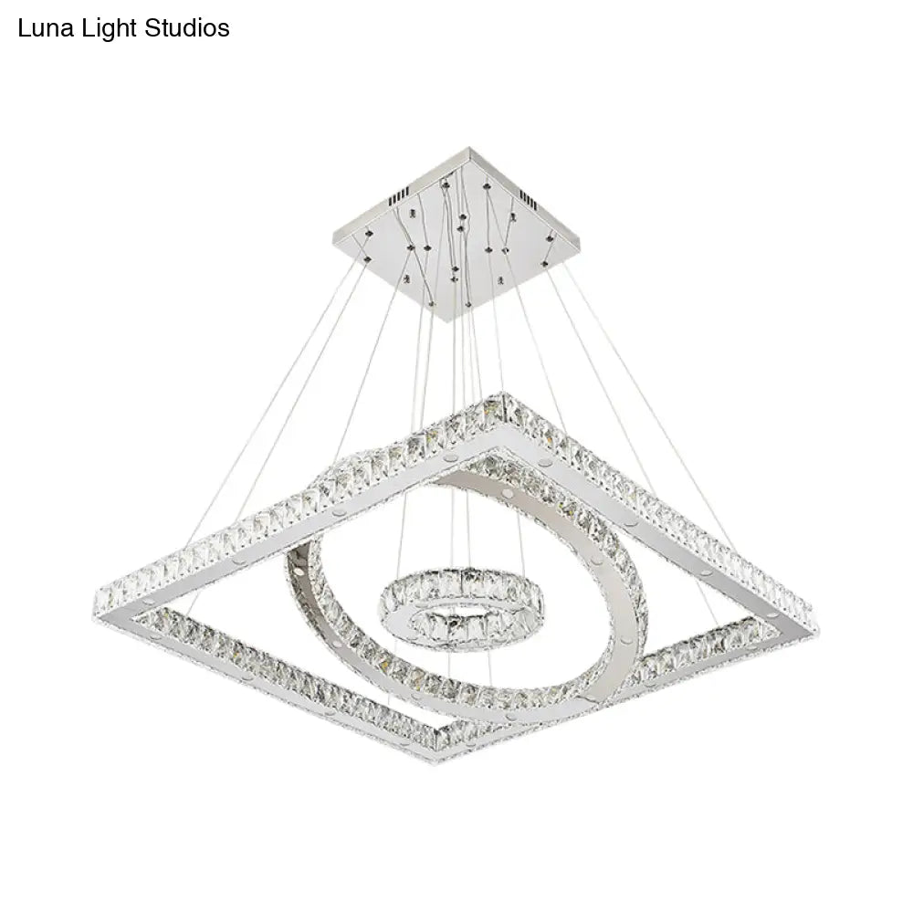 Stainless-Steel Chandelier With Led Crystal Shades - Warm/White Light