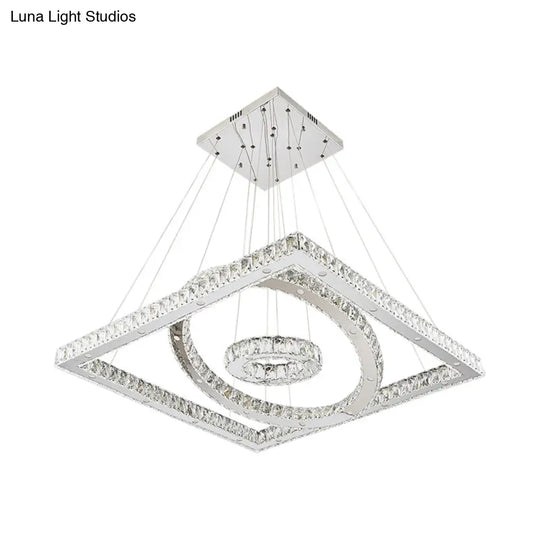 Led Stainless-Steel Chandelier With Crystal Shade - Modern Living Room Ceiling Lamp In Warm/White