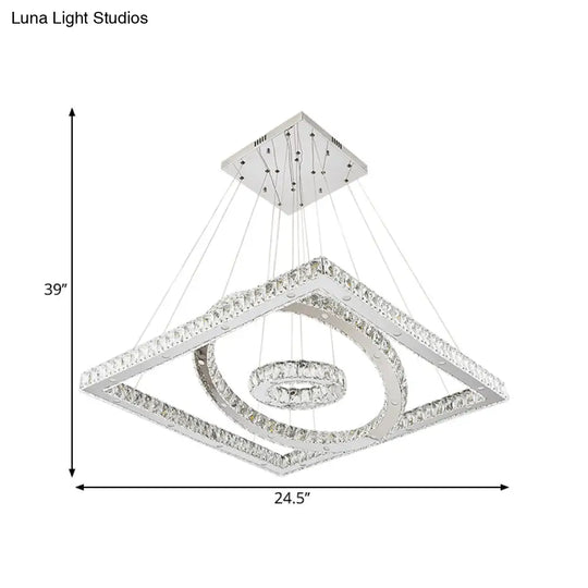 Led Stainless-Steel Chandelier With Crystal Shade - Modern Living Room Ceiling Lamp In Warm/White