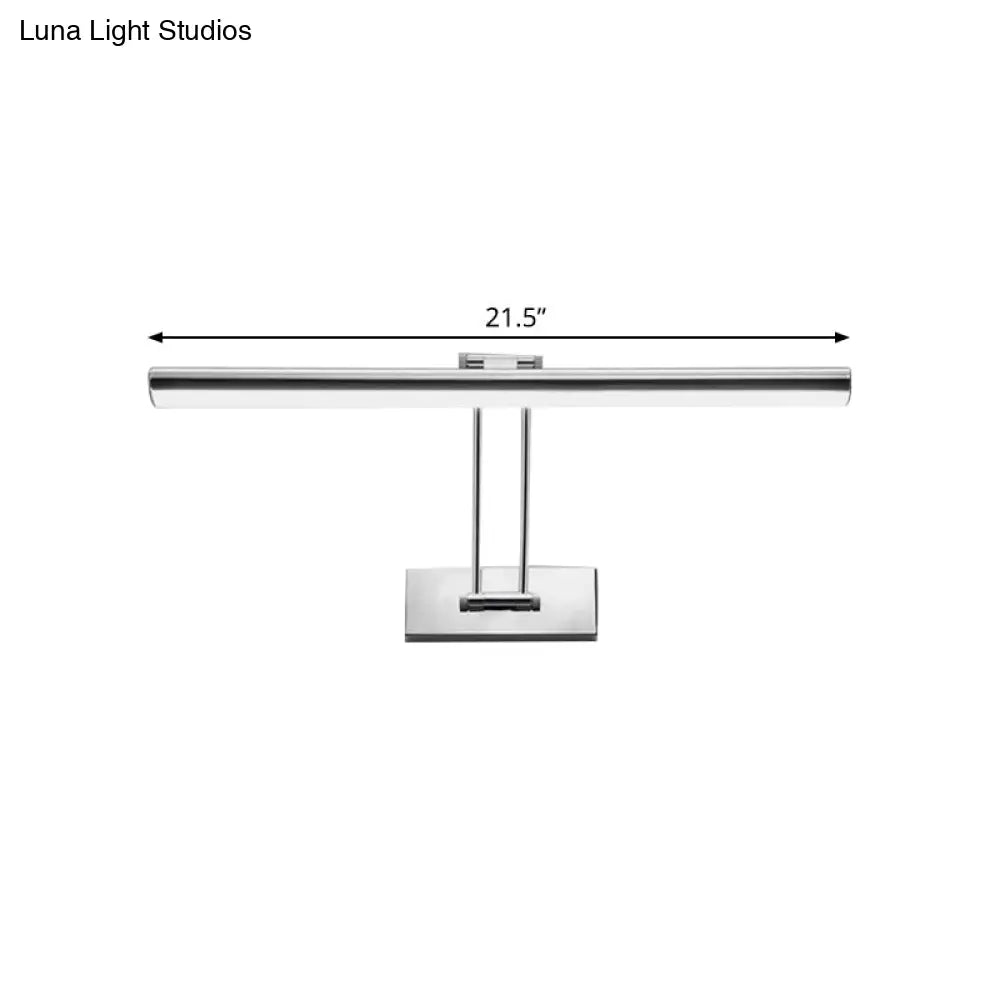 Led Stainless Steel Linear Vanity Fixture - Contemporary 16/21.5 Dia Wall Mounted Light For Bathroom