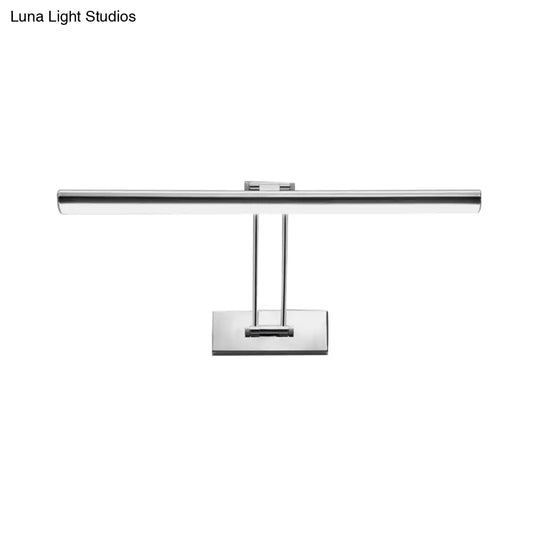 Led Stainless Steel Linear Vanity Fixture - Contemporary 16/21.5 Dia Wall Mounted Light For Bathroom