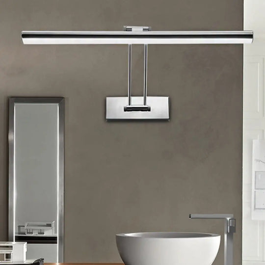 Led Stainless Steel Linear Vanity Fixture - Contemporary 16/21.5 Dia Wall Mounted Light For Bathroom