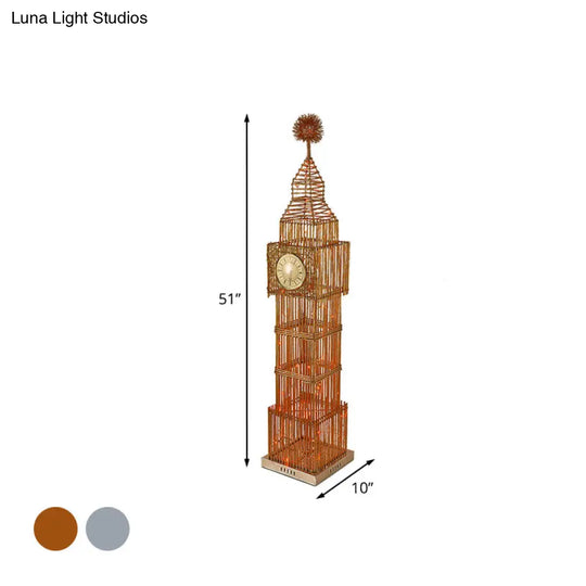 Led Standing Floor Light - Traditional Clock Tower Aluminum Lamp In Silver/Gold For Living Room