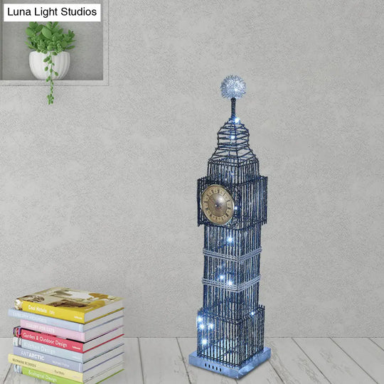 Led Standing Floor Light - Traditional Clock Tower Aluminum Lamp In Silver/Gold For Living Room