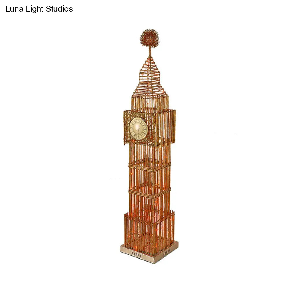 Led Standing Floor Light - Traditional Clock Tower Aluminum Lamp In Silver/Gold For Living Room