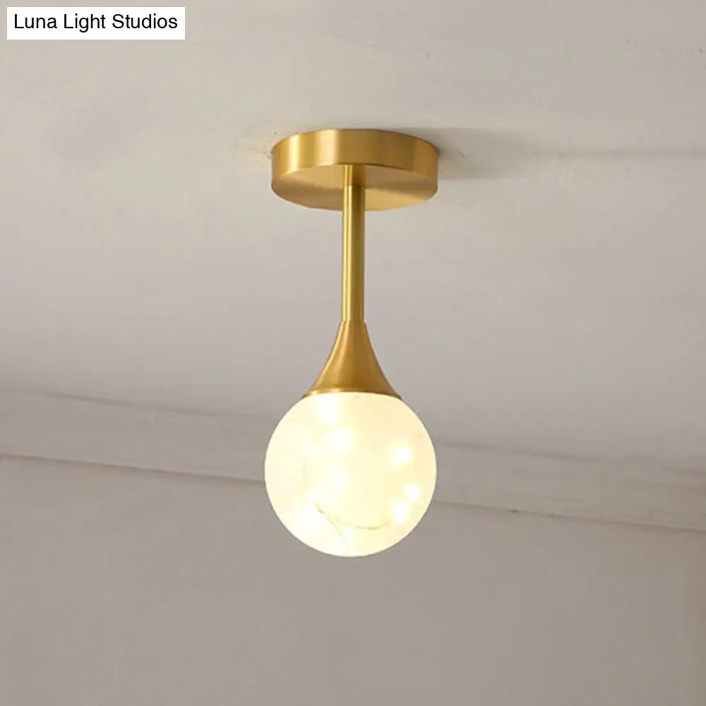 Stylish Led Pendant Chandelier Brass Sphere With Starry Glass Shade 1 / Cream