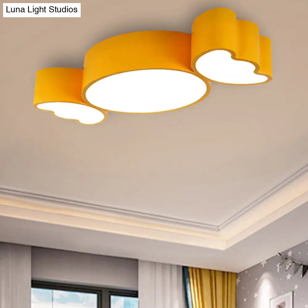 Led Sugar Shape Ceiling Light For Kids Room - Modern Flush Mount White 23.5In X 11In 3.5In Yellow