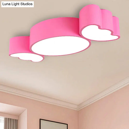 Led Sugar Shape Ceiling Light For Kids Room - Modern Flush Mount White 23.5In X 11In 3.5In Pink