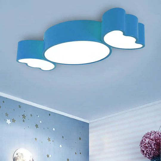 Led Sugar Shape Ceiling Light For Kids Room - Modern Flush Mount White 23.5In X 11In 3.5In Blue