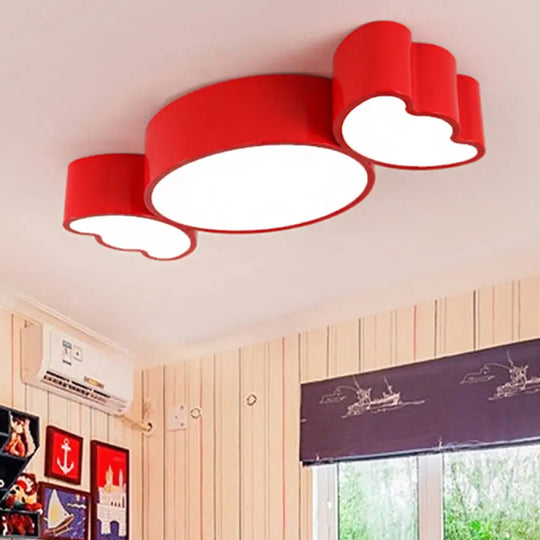 Led Sugar Shape Ceiling Light For Kids Room - Modern Flush Mount White 23.5In X 11In 3.5In Red