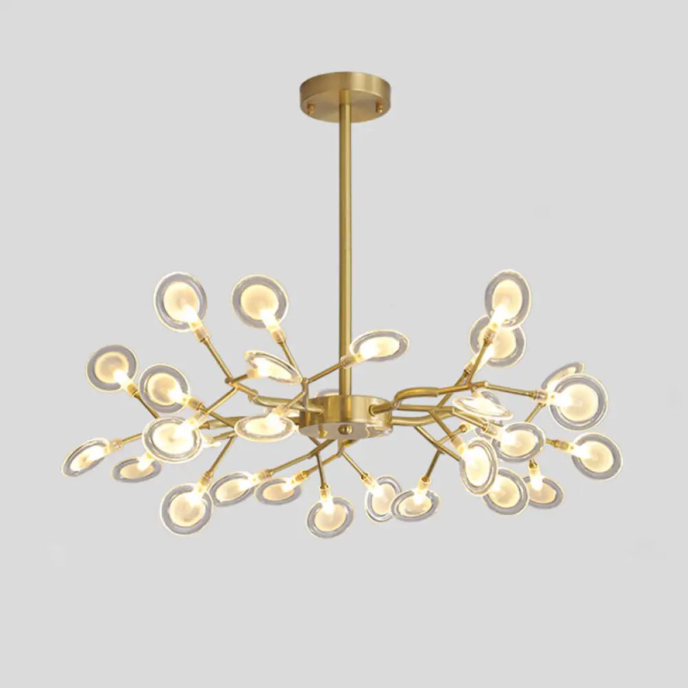 Led Tree Branch Ceiling Light: Postmodern Metallic Chandelier For Living Room 30 / Brass A