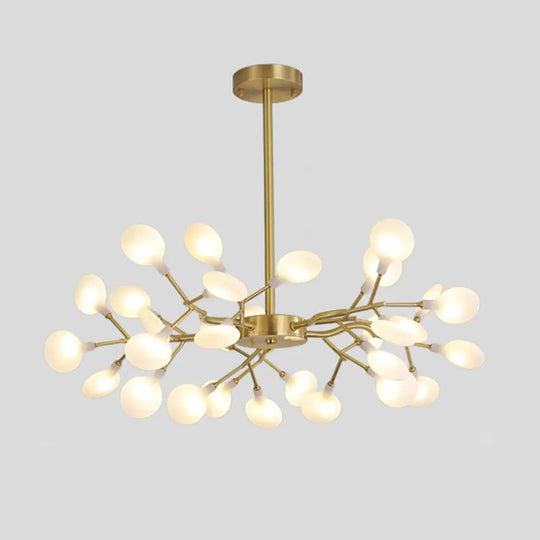 Led Tree Branch Ceiling Light: Postmodern Metallic Chandelier For Living Room 30 / Brass B