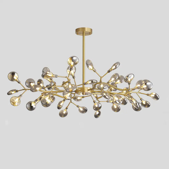 Led Tree Branch Ceiling Light: Postmodern Metallic Chandelier For Living Room 54 / Brass C