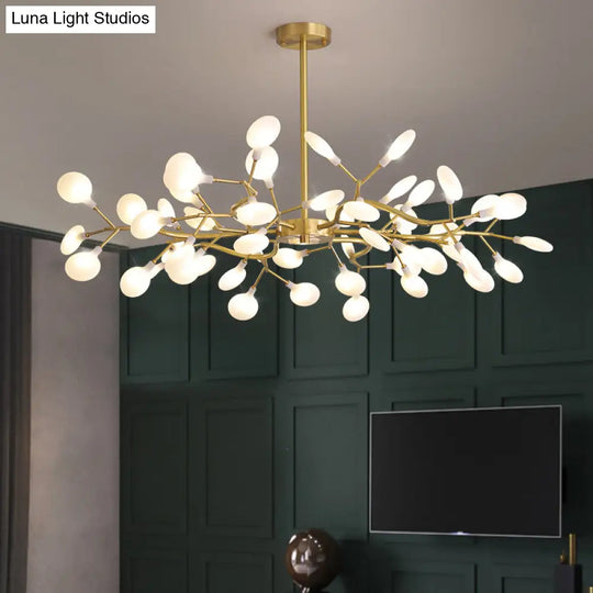 Led Tree Branch Ceiling Light: Postmodern Metallic Chandelier For Living Room