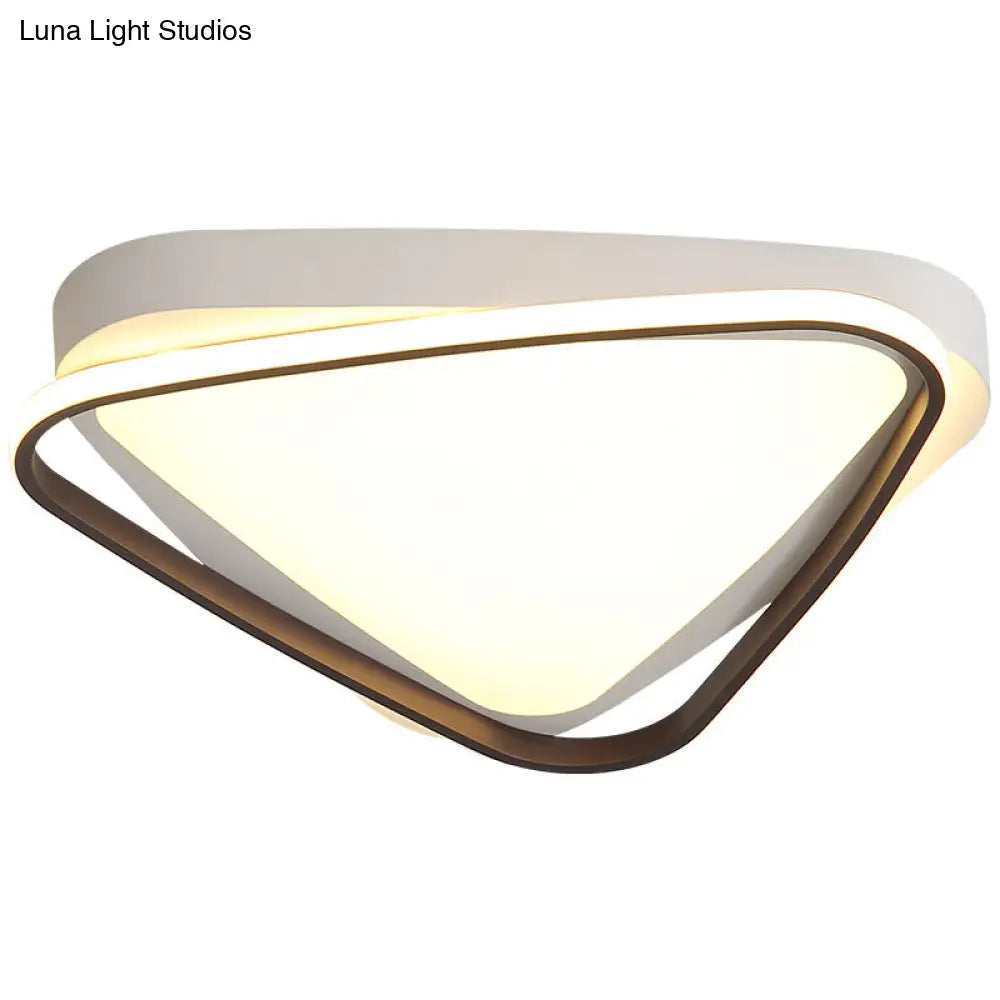 Led Triangle Ceiling Flush Mount – White Acrylic Light Fixture For Bedroom Warm/White Lighting