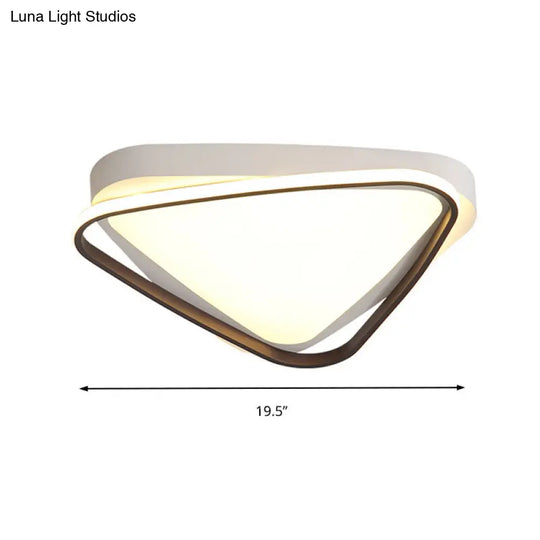 Led Triangle Ceiling Flush Mount White Acrylic Light Fixture For Bedroom Warm/White Lighting