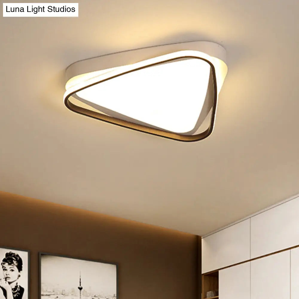 Led Triangle Ceiling Flush Mount White Acrylic Light Fixture For Bedroom Warm/White Lighting