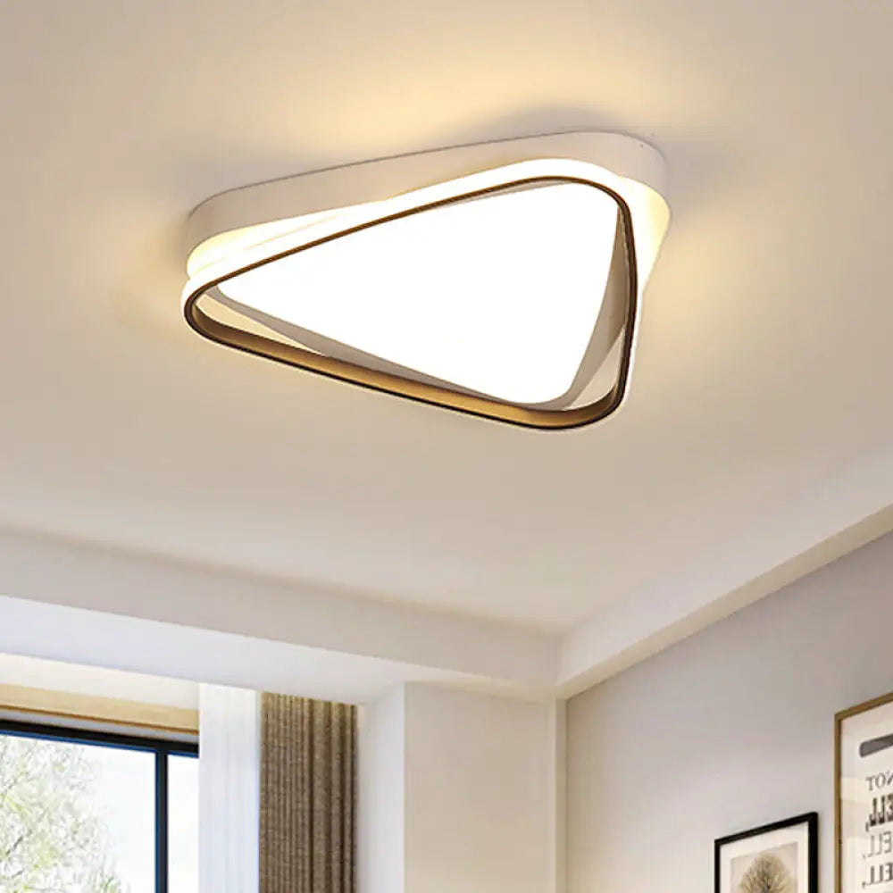 Led Triangle Ceiling Flush Mount – White Acrylic Light Fixture For Bedroom Warm/White Lighting /