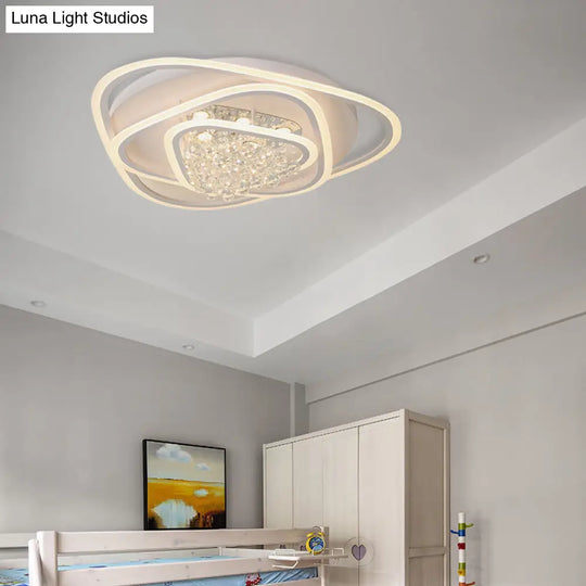 Led Triangle Crystal Ceiling Lamp - Simple & Stylish Flush Mount Fixture In Warm/White Light (3