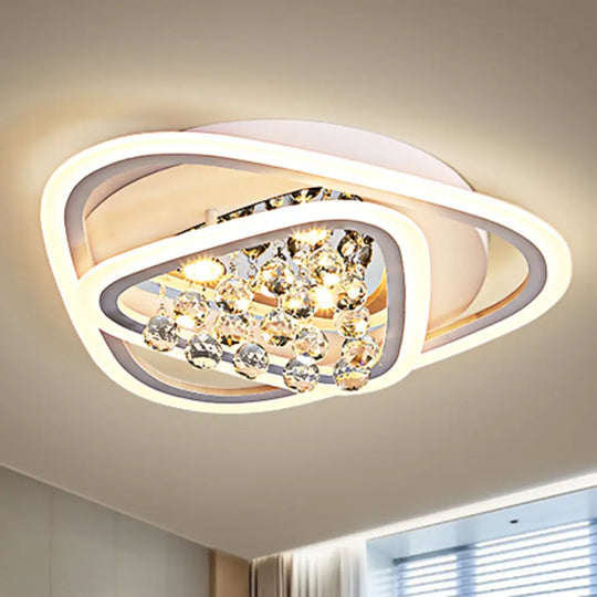 Led Triangle Crystal Ceiling Lamp - Simple & Stylish Flush Mount Fixture In Warm/White Light (3