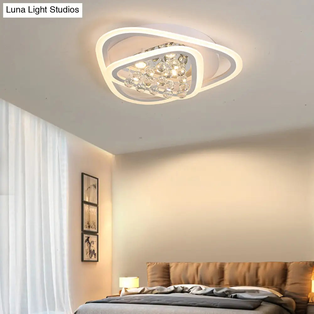 Led Triangle Crystal Ceiling Lamp - Simple & Stylish Flush Mount Fixture In Warm/White Light (3