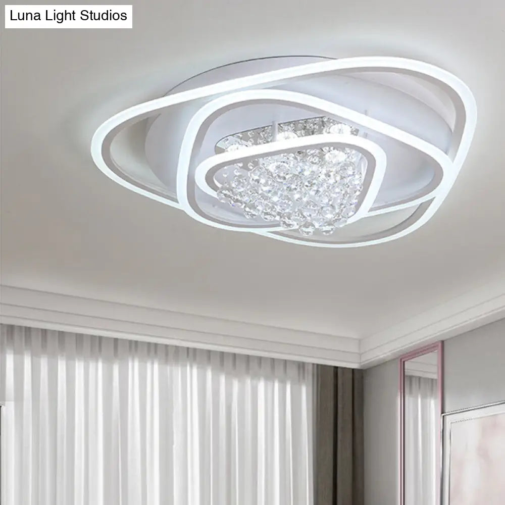 Led Triangle Crystal Ceiling Lamp - Simple & Stylish Flush Mount Fixture In Warm/White Light (3