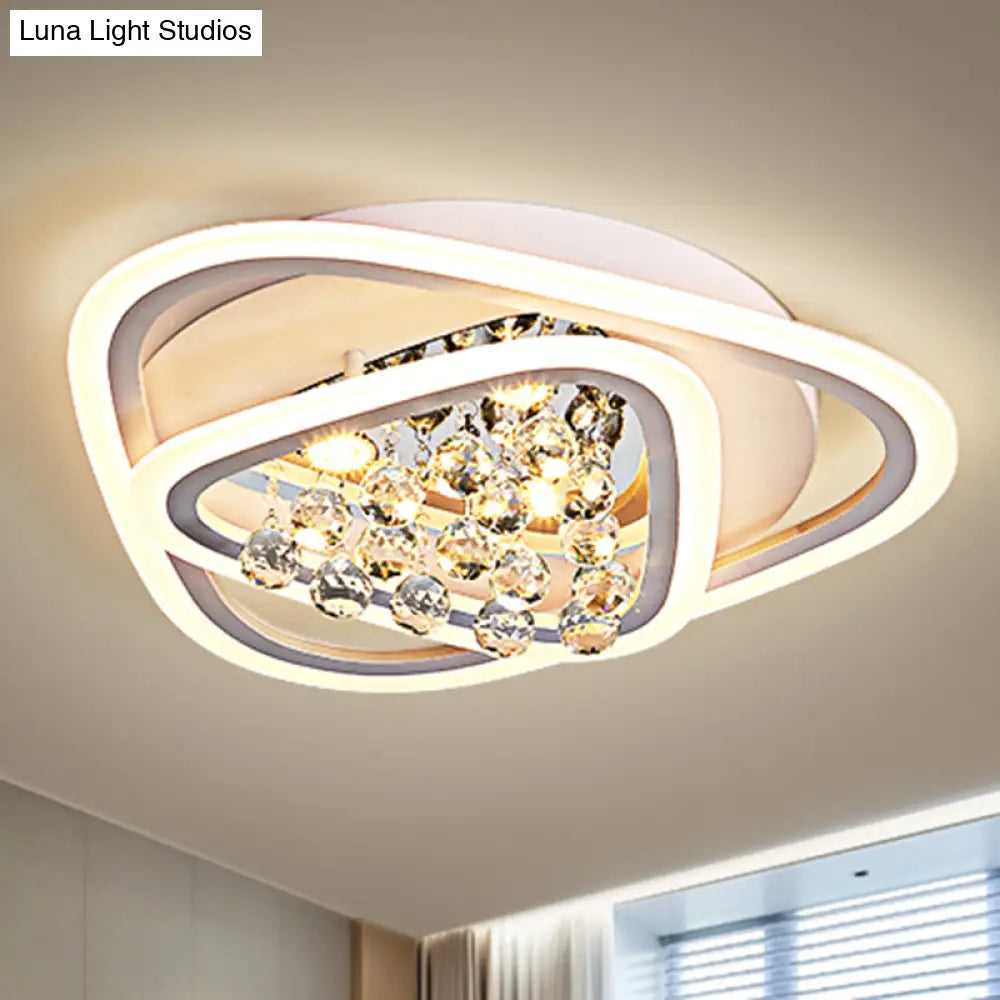 Led Triangle Crystal Ceiling Lamp - Simple & Stylish Flush Mount Fixture In Warm/White Light (3