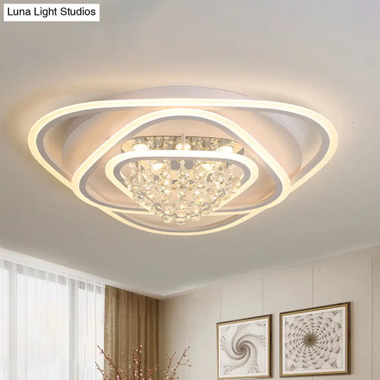 Led Triangle Crystal Ceiling Lamp - Simple & Stylish Flush Mount Fixture In Warm/White Light (3