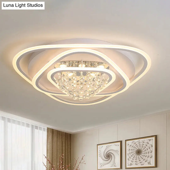 Led Triangle Crystal Ceiling Lamp - Simple & Stylish Flush Mount Fixture In Warm/White Light (3