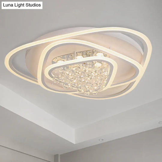 Led Triangle Crystal Ceiling Lamp - Simple & Stylish Flush Mount Fixture In Warm/White Light (3