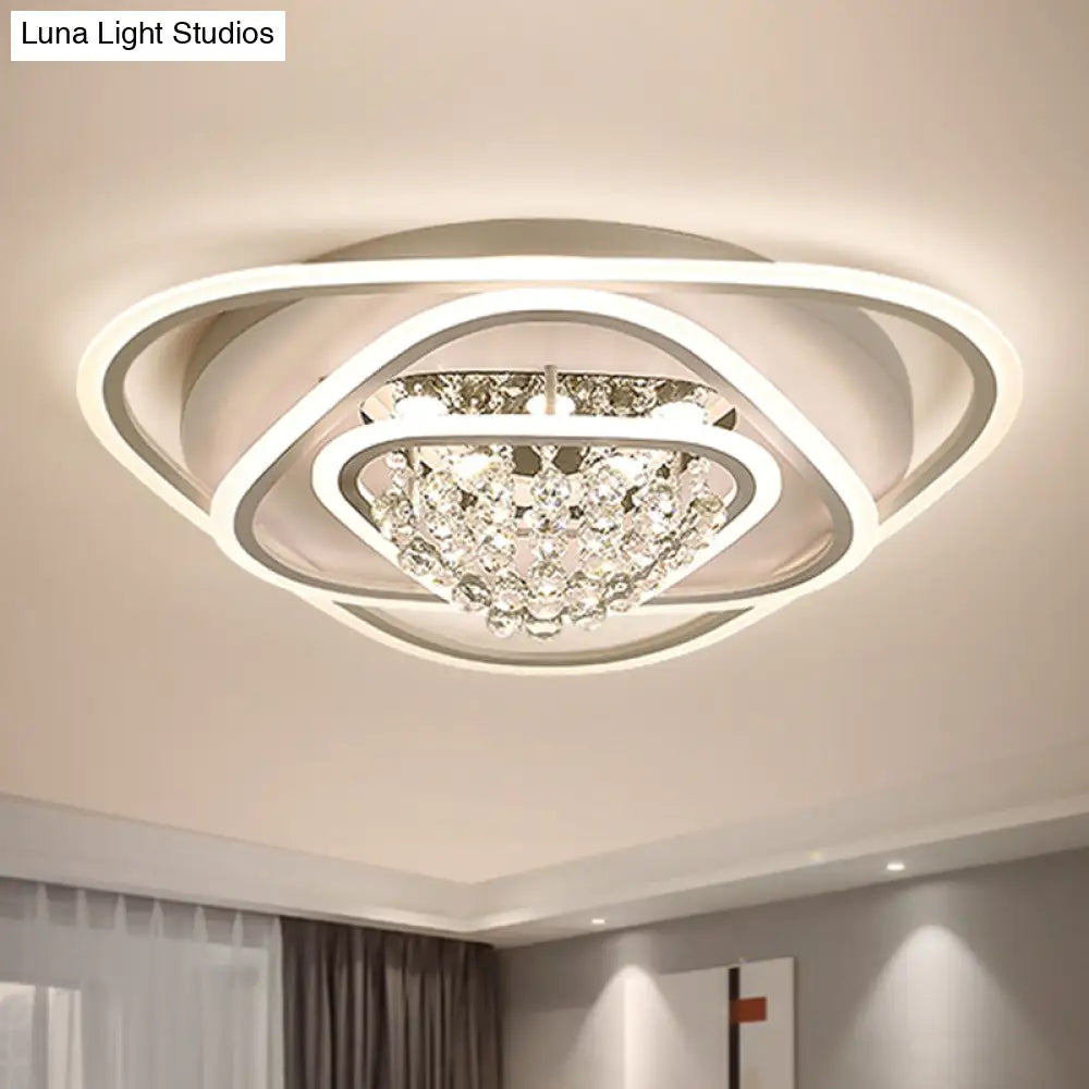 Led Triangle Crystal Ceiling Lamp - Simple & Stylish Flush Mount Fixture In Warm/White Light (3