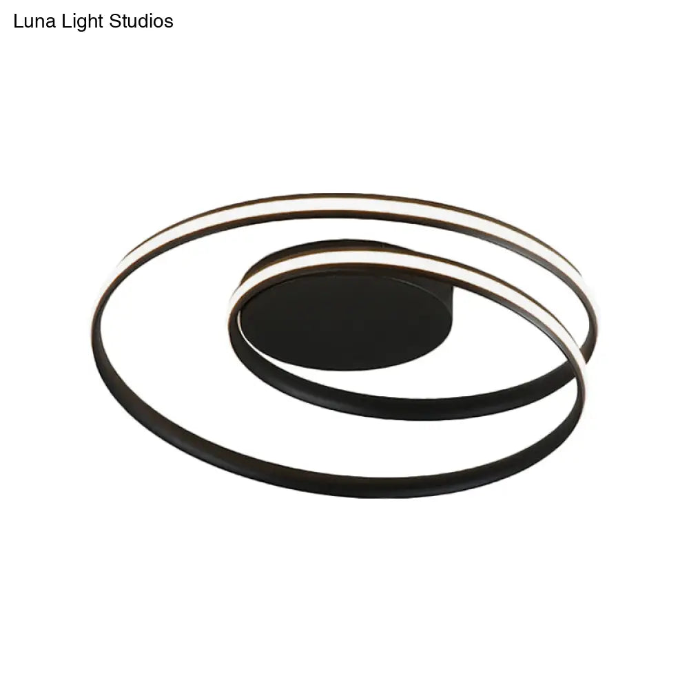 Led Twist Flush Mount Ceiling Light In Simplicity Black/White Aluminum Housing - Warm/White/3 Color