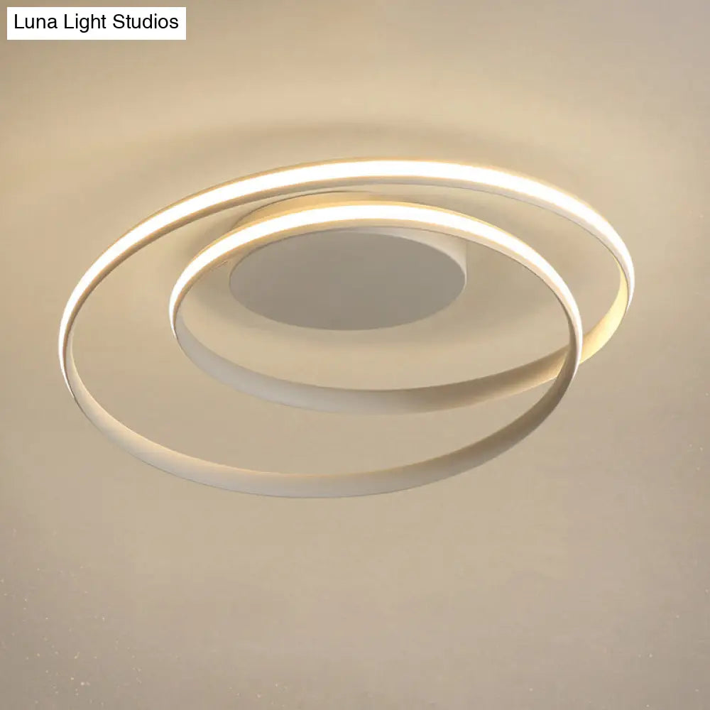 Led Twist Flush Mount Ceiling Light In Simplicity Black/White Aluminum Housing - Warm/White/3 Color