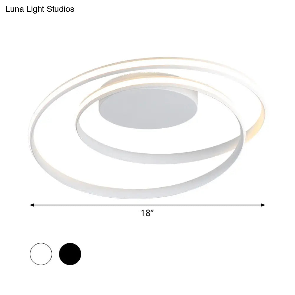 Led Twist Flush Mount Ceiling Light In Simplicity Black/White Aluminum Housing - Warm/White/3 Color