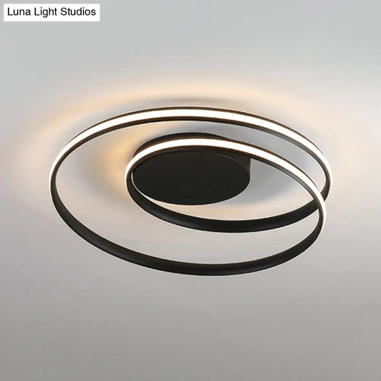 Led Twist Flush Mount Ceiling Light In Simplicity Black/White Aluminum Housing - Warm/White/3 Color