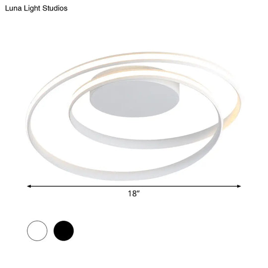 Led Twist Flush Mount Ceiling Light In Simplicity Black/White Aluminum Housing - Warm/White/3 Color