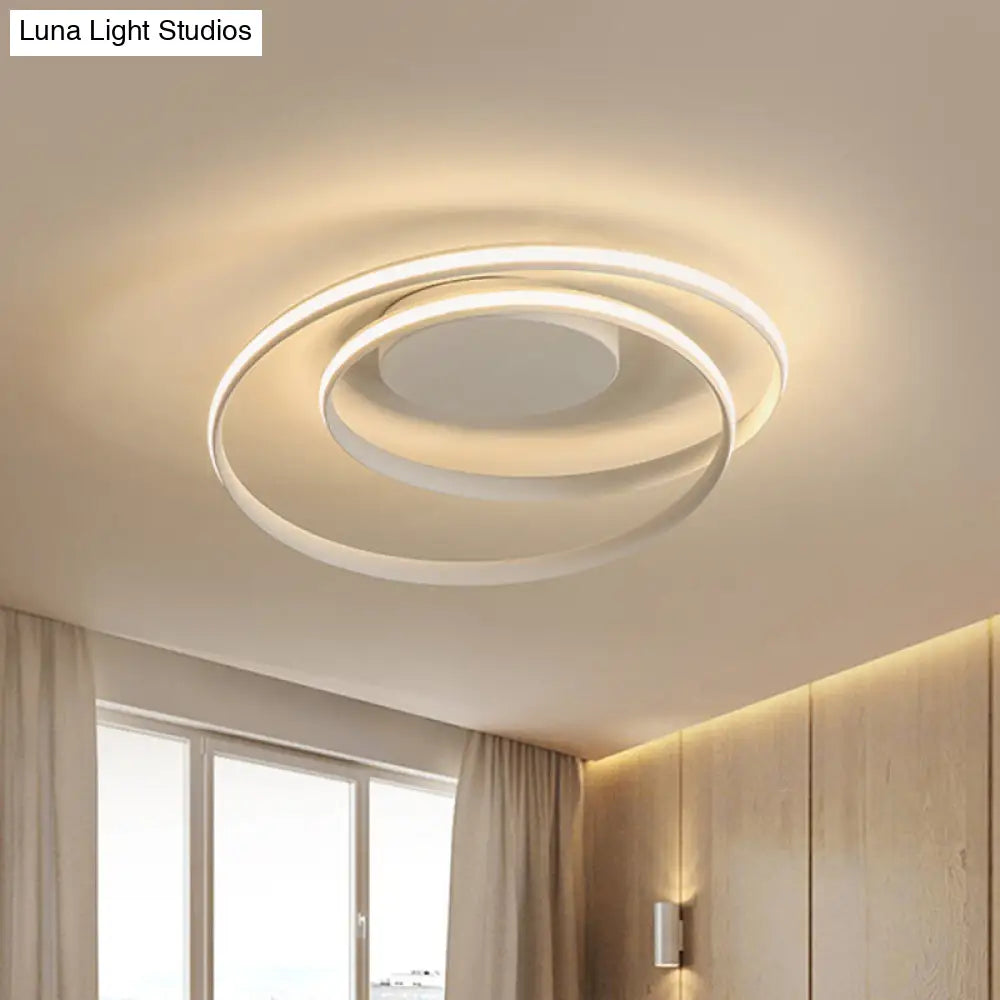 Led Twist Flush Mount Ceiling Light In Simplicity Black/White Aluminum Housing - Warm/White/3 Color